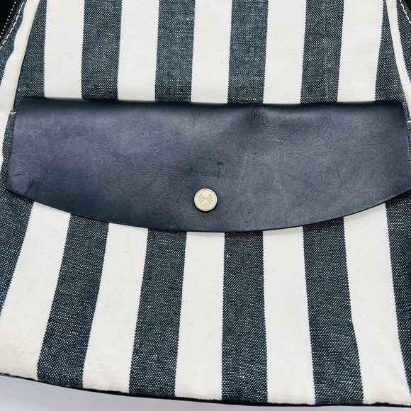 SKAGEN BEAUTIFUL LEATHER AND COTTON BLACK AND WHITE STRIPED BACKPACK - Picture 14 of 16